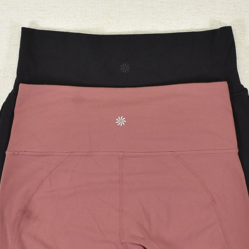 Athleta Salutation Stash Jogger And Legging Lot Of 2 Black Mauve Pink Womens S